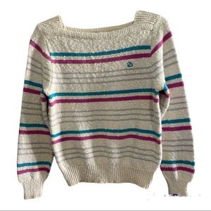 Vintage Waterville sweater cream stripe large